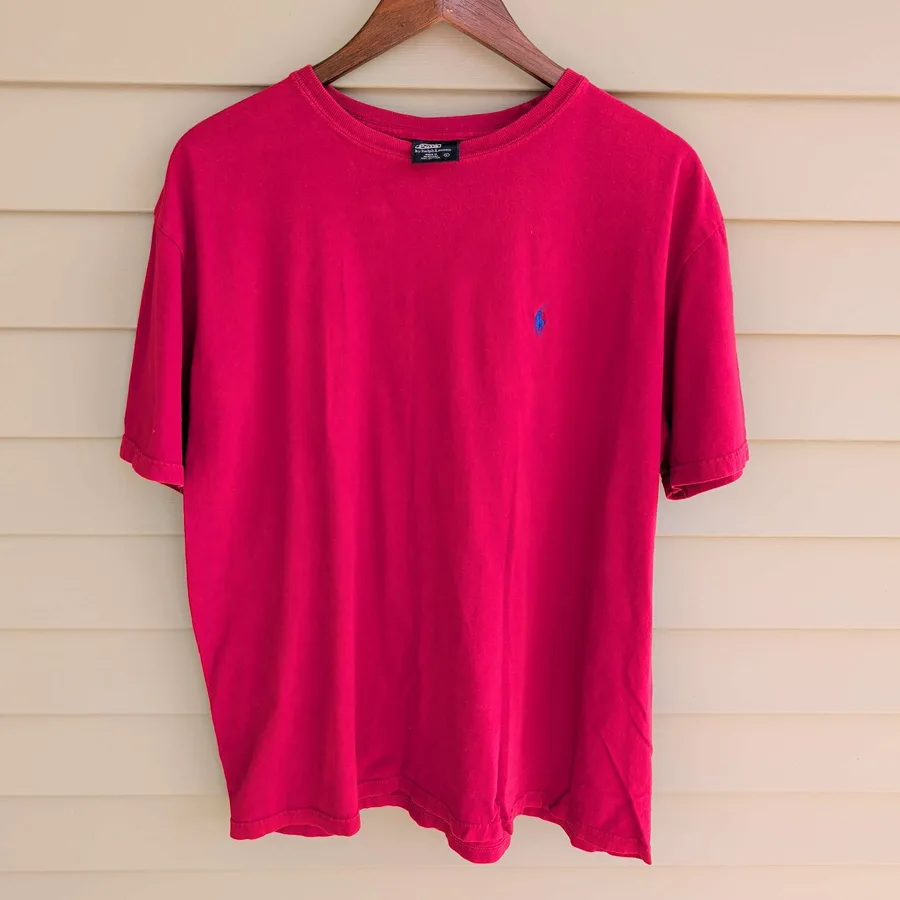 Polo Ralph Lauren T-Shirt Mens L Red Pony Logo Basic Tee 100% Cotton