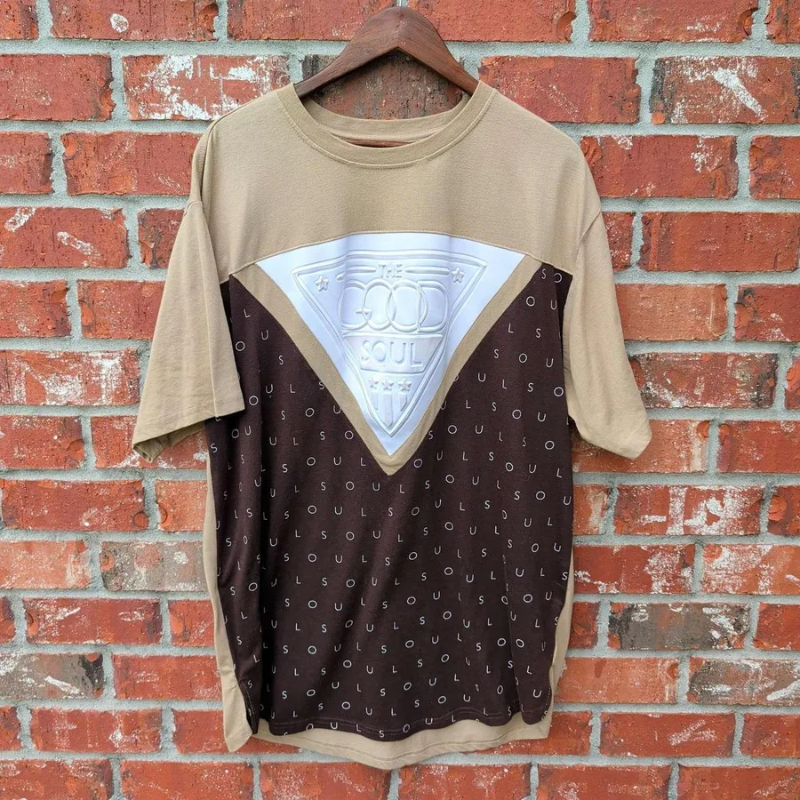 Contender Graphic Tee Mens 3XL Tan Brown The Good Soul Colorblock Streetwear