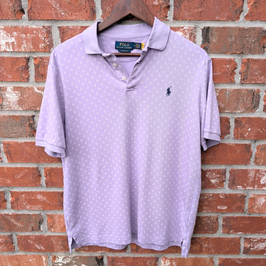 Polo Ralph Lauren Classic Fit Polo Mens M Lavender Purple Paisley Print