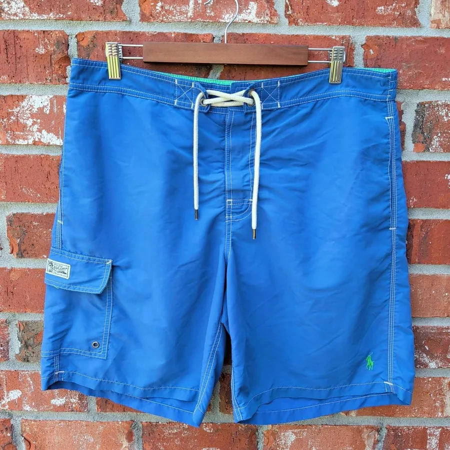 Polo Ralph Lauren Swim Trunks Mens Large Blue Cargo Pocket Embroidered Pony