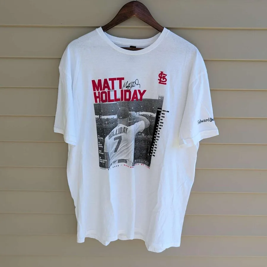 Gildan Matt Holliday T-Shirt Mens XL White St. Louis Cardinals Hall of Fame Tee