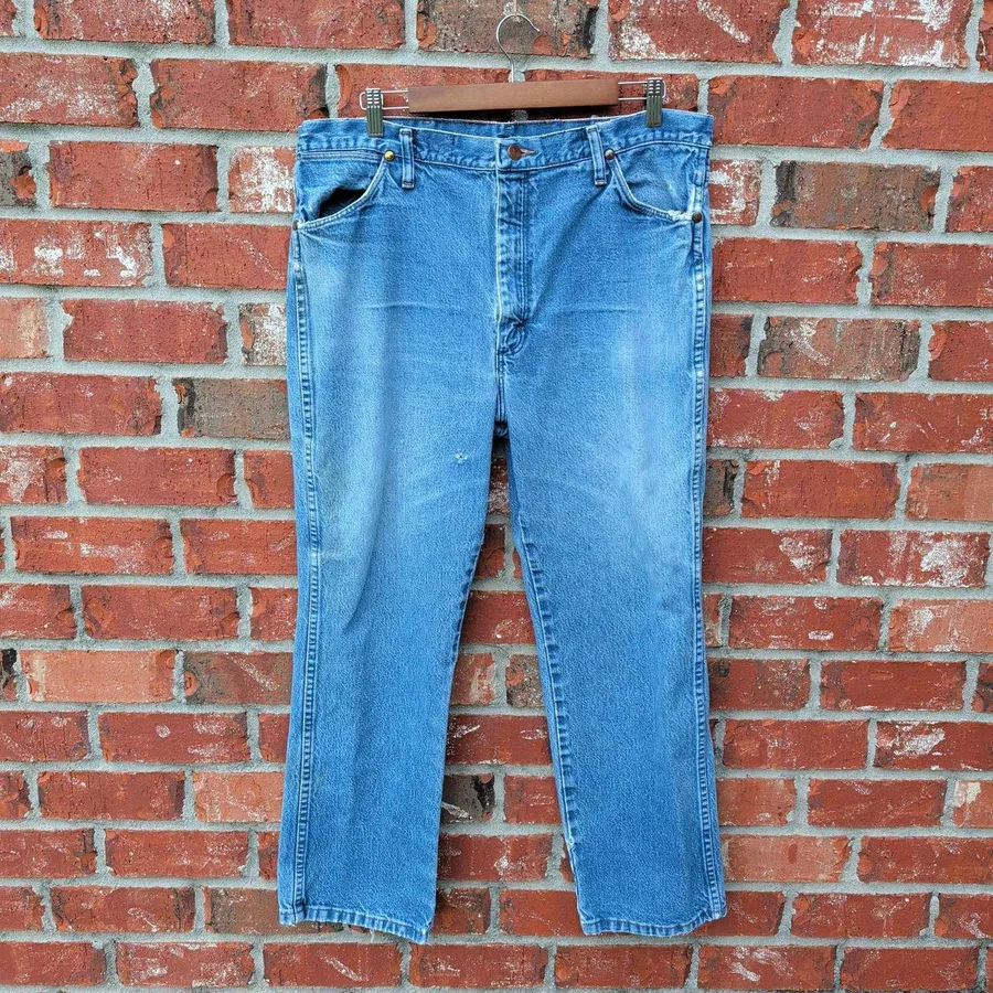 Wrangler 936PWD Cowboy Cut Jeans Mens 38x30 Blue Slim Fit Straight Leg Denim