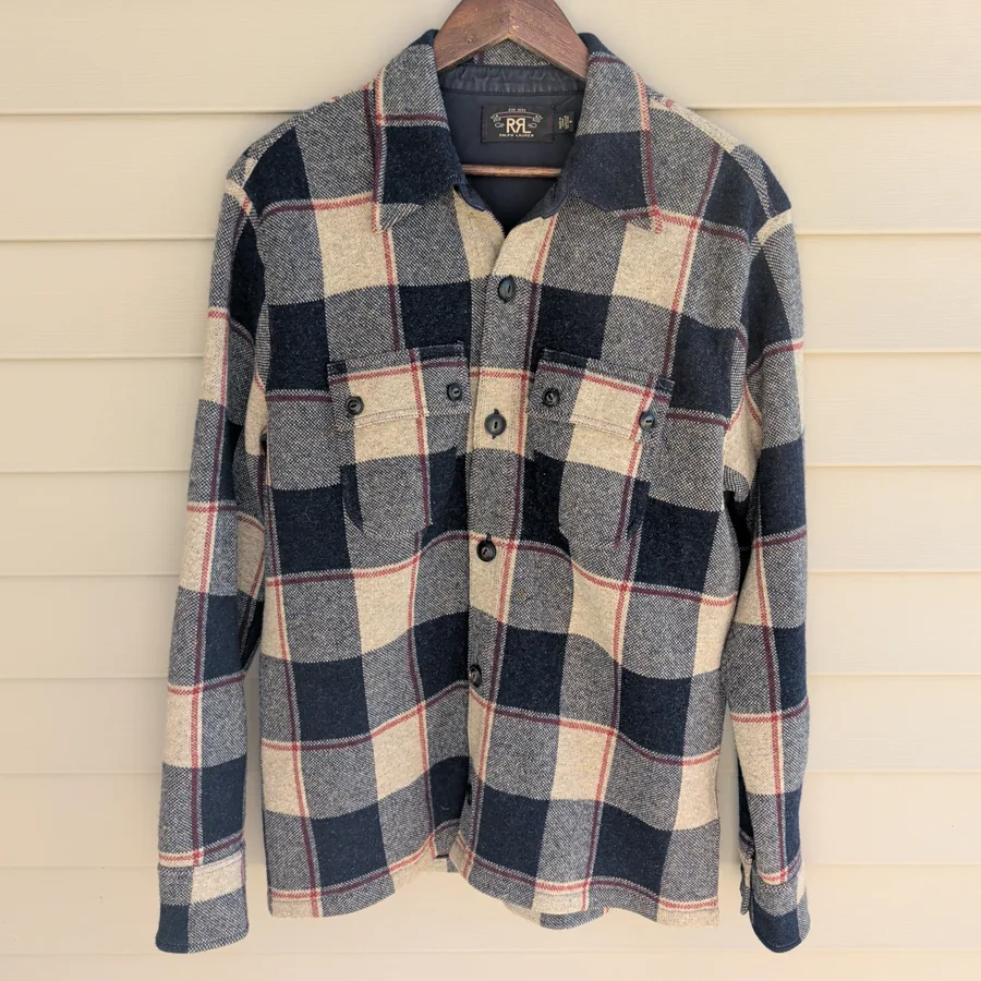 RRL Double RL Ralph Lauren Wool Cashmere Jacket Mens M Plaid CPO Shacket