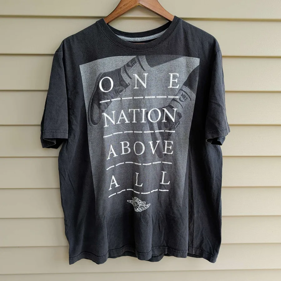 Jordan One Nation Above All Graphic T Shirt Mens XL Black Sneaker Print