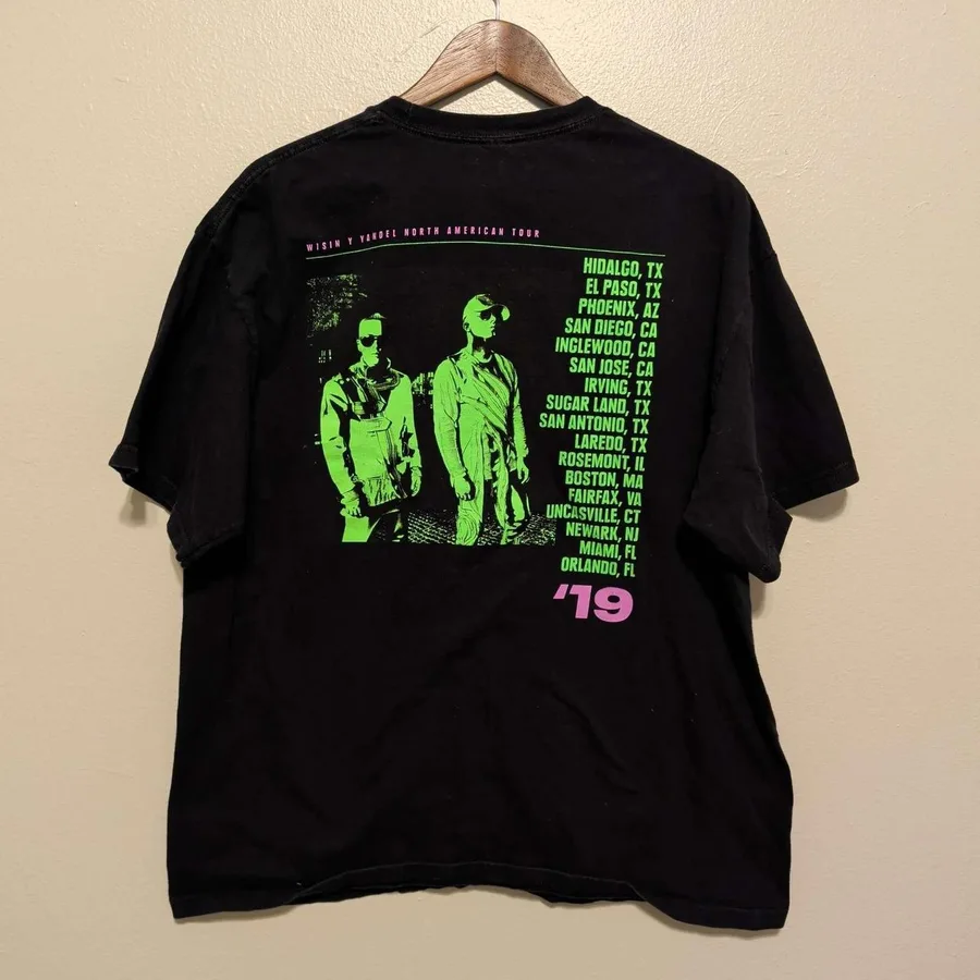 Wisin y Yandel Tour T-Shirt Mens XL Black Como Antes 2019 Merch
