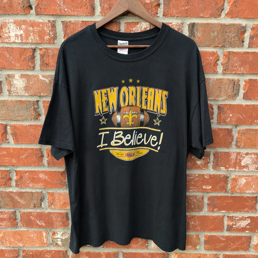 Gildan New Orleans Saints I Believe Shirt Mens XL Black Football Graphic Tee