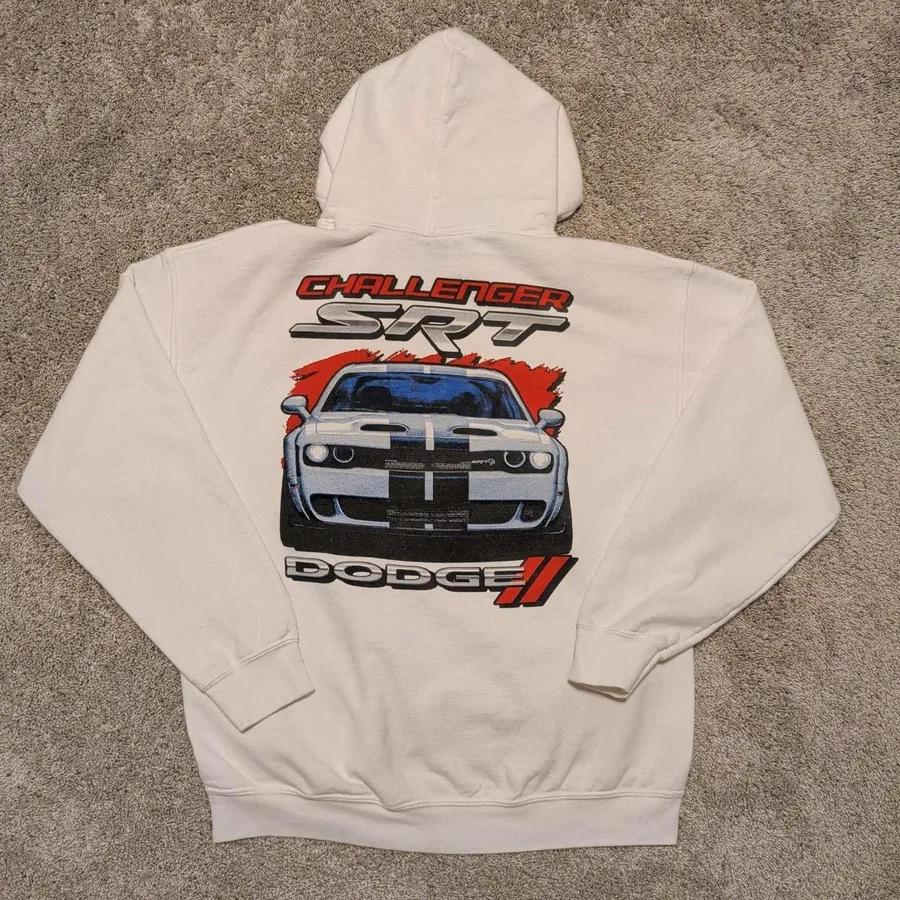 Dodge Challenger SRT Hoodie Mens Medium White Hellcat Graphic Pullover