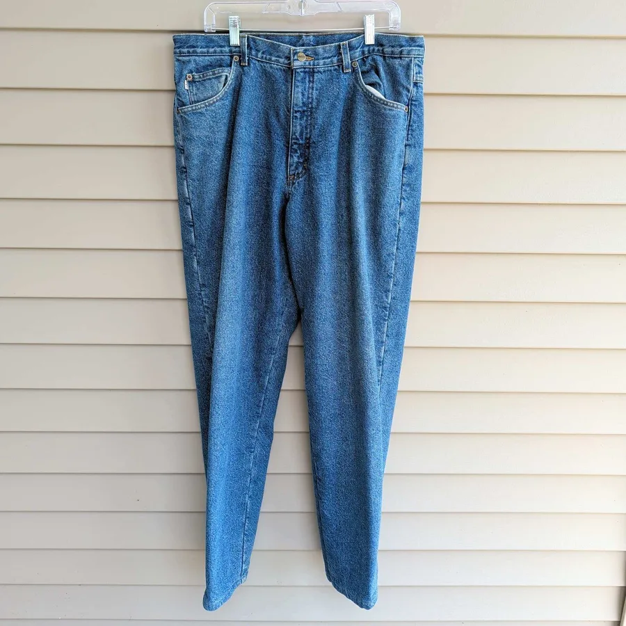 LL Bean Fleece Lined Jeans Mens 34x32 Blue Medium Wash Relaxed Fit Denim