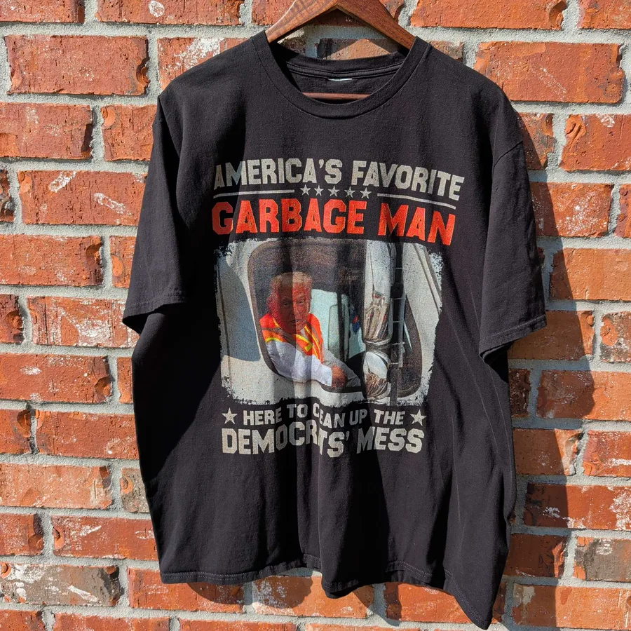 America's Favorite Garbage Man Trump Meme Tee Mens XL Black Graphic Tshirt