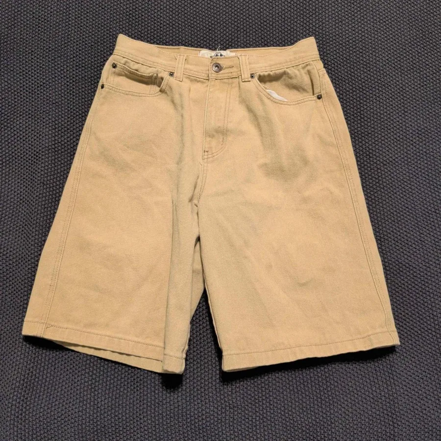 Marc Ecko Denim Shorts Mens 34 Khaki Tan Relaxed Fit Streetwear Skater Rhino