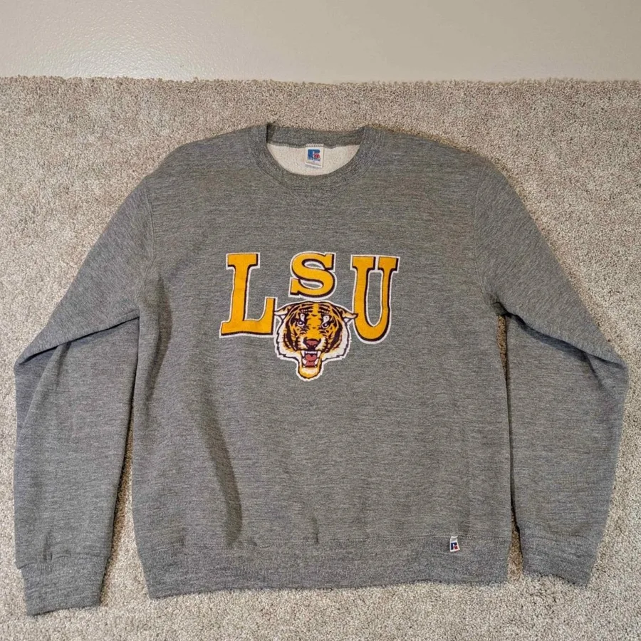 Russell Athletic LSU Sweatshirt Mens Medium Gray Vintage 90s Made in USA