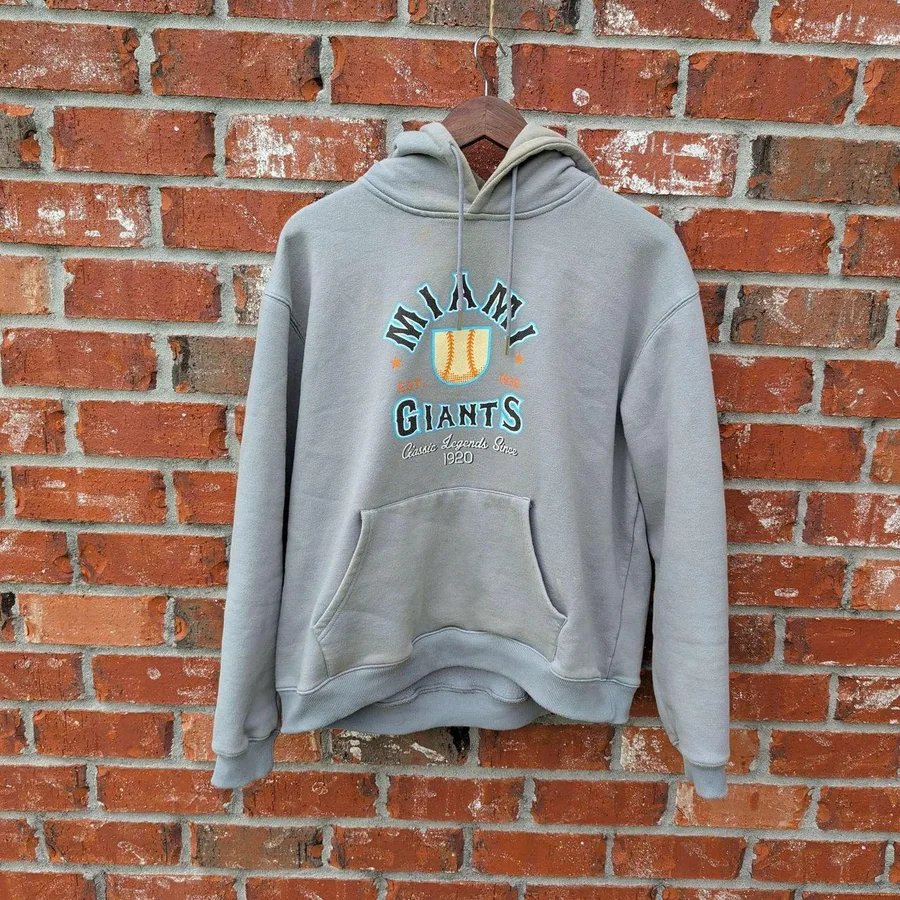 Headgear Classics Miami Giants Hoodie Mens Large Grey Negro League Baseball