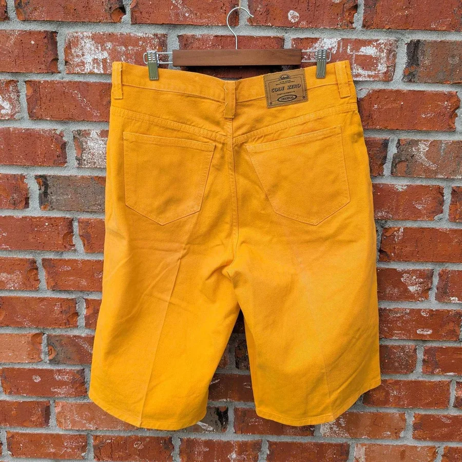 Code Zero Denim Shorts Mens 34 Orange Vintage Made in USA 5-Pocket Twill
