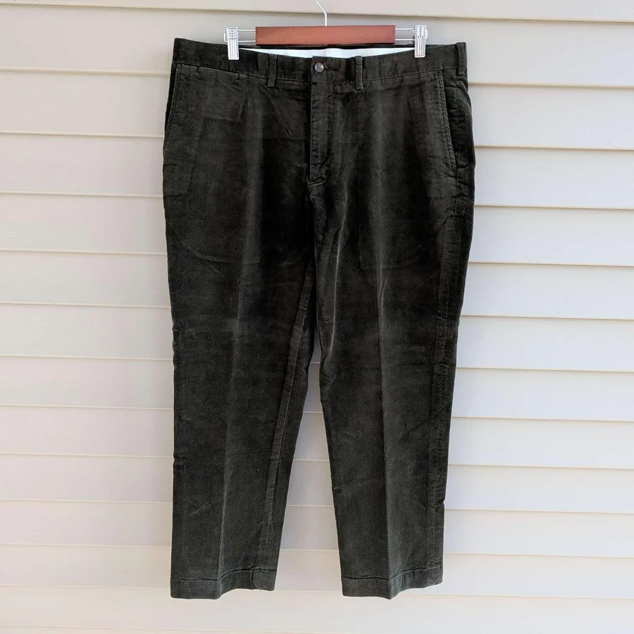 Polo Ralph Lauren Corduroy Pants Mens 38x30 Olive Green Stretch Classic Fit