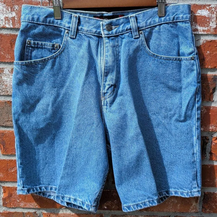 Rebel Jeans Denim Shorts Mens 32 Light Blue Vintage Streetwear Skater Y2K