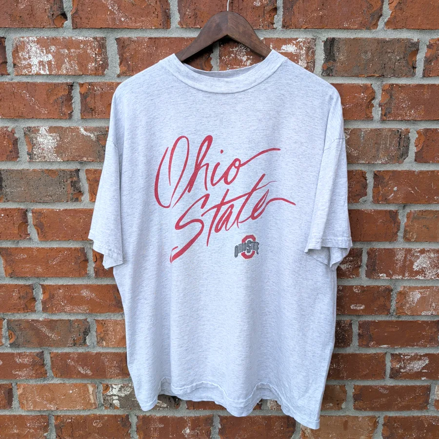 Vintage Ohio State TSI T-Shirt Mens XL Gray Script Logo Buckeyes 90s