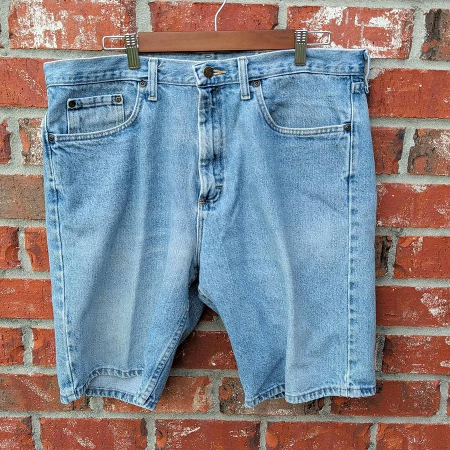 Wrangler Denim Shorts Mens 36 Light Blue Relaxed Fit