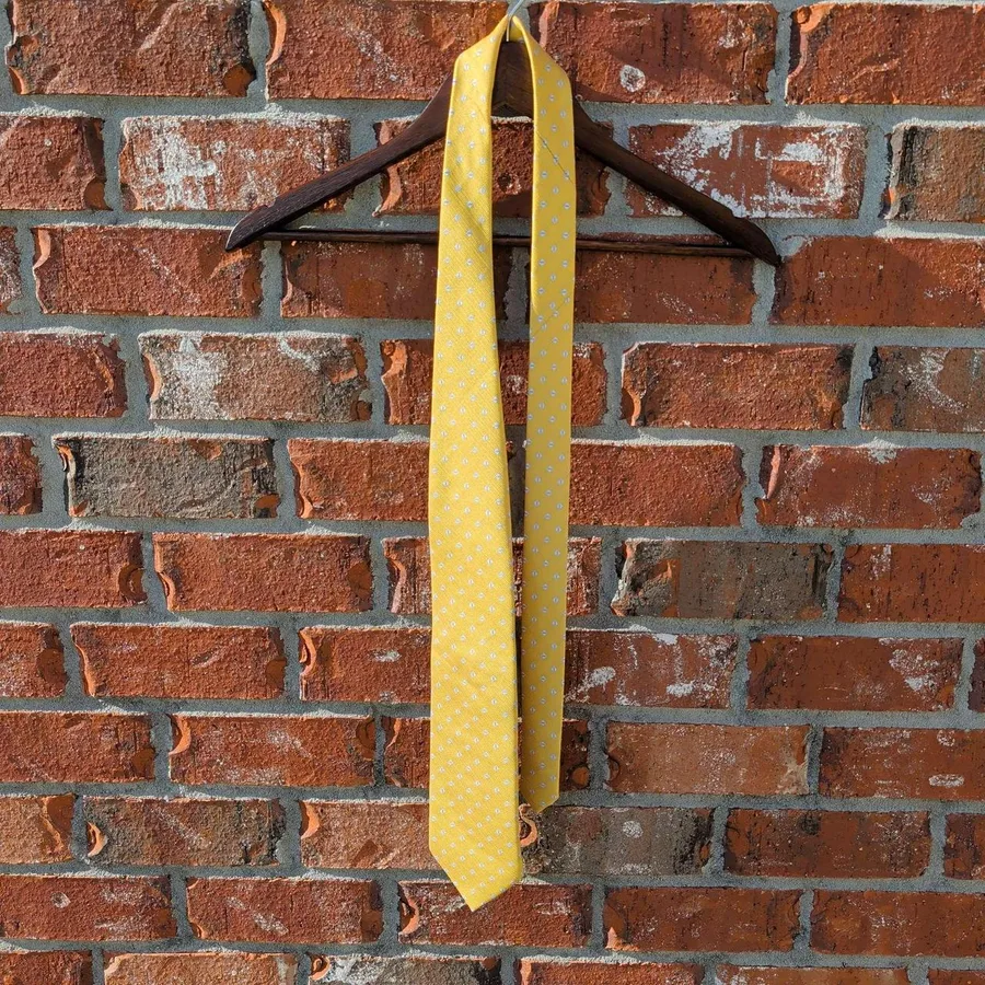 Giorgio Mariani Silk Tie Mens OS Yellow Blue Geometric Diamond Hand Made Italy