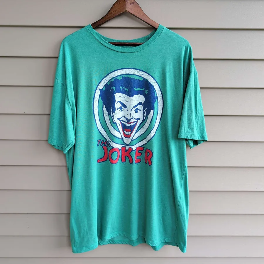 DC Comics The Joker Graphic Tee Mens 2XL Green Vintage Wash Batman