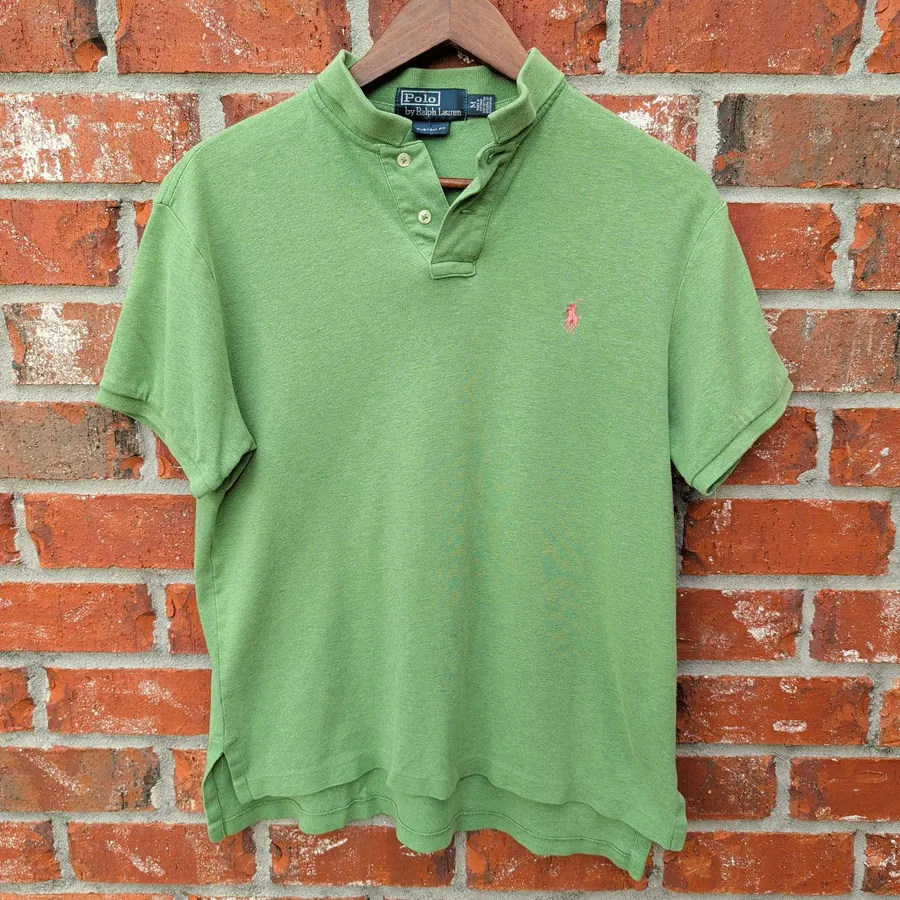 Polo Ralph Lauren Custom Fit Polo Mens M Green Pique Short Sleeve