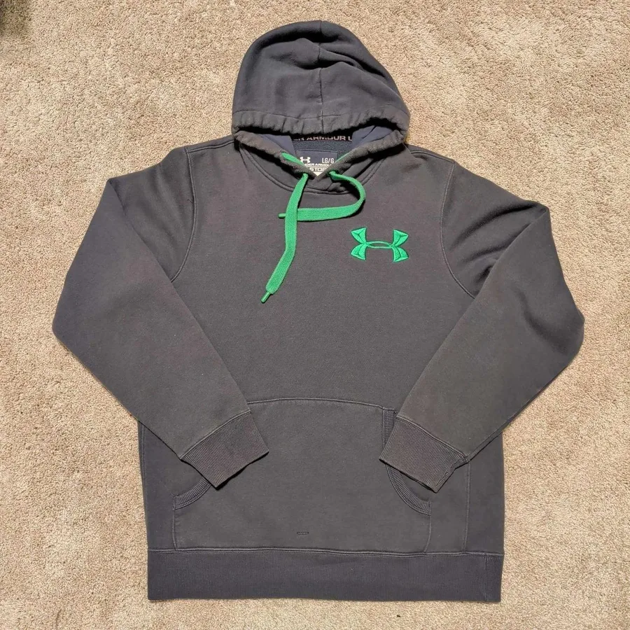 Under Armour Storm Hoodie Mens Large Grey Green Charged Cotton Pullover