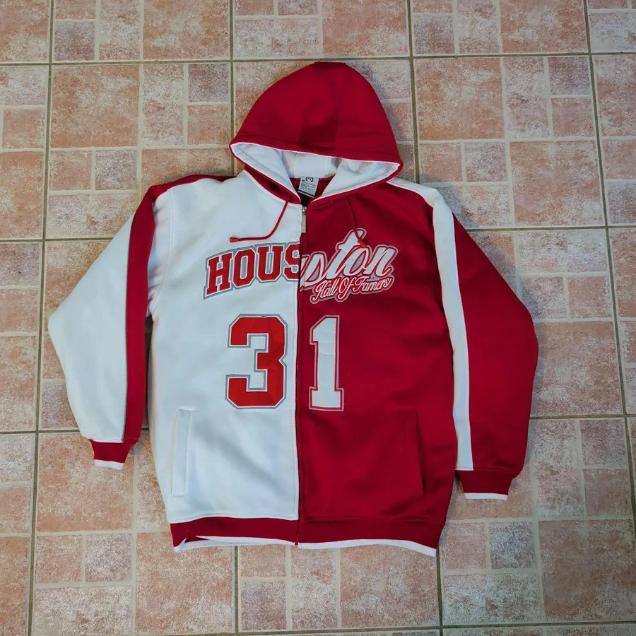Reve Sports Houston Hoodie Mens 2XL Red White Split Zip Hall of Famers 31