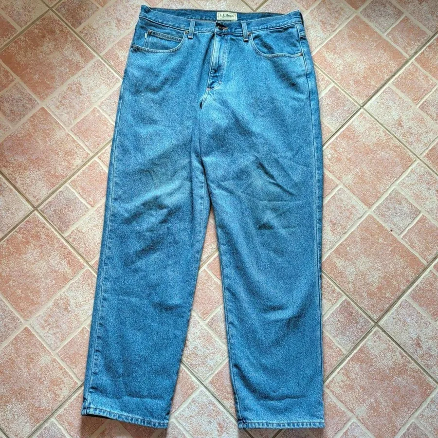 LL Bean Jeans Mens 36x32 Blue Relaxed Fit Flannel Lined Denim Medium Wash