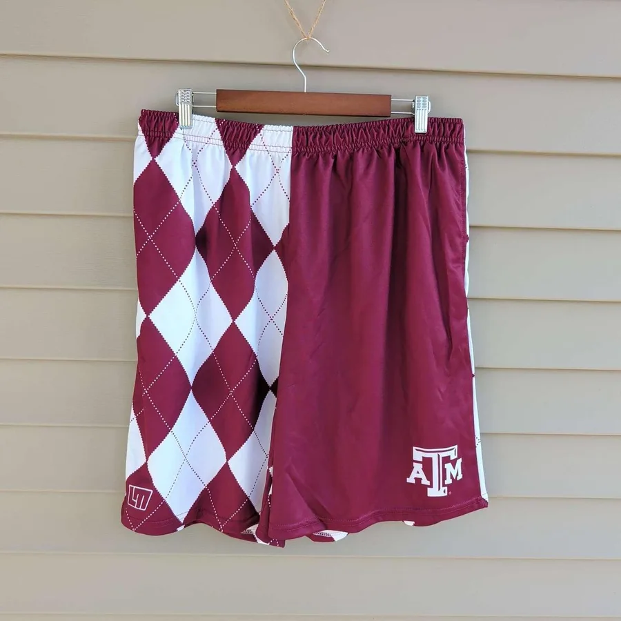 Loudmouth Texas A&M Aggies Shorts Mens XL Maroon White Argyle Athletic NCAA