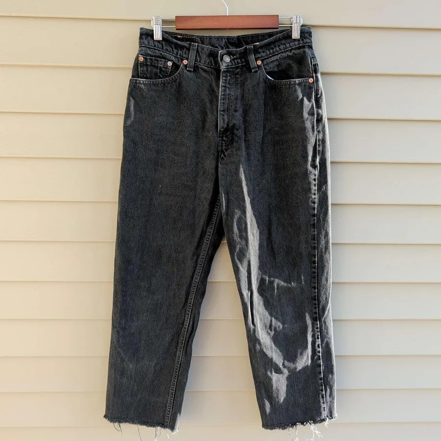 Levi's 512 Jeans Women 12 Regular Black Slim Fit Straight Leg High Rise Raw Hem