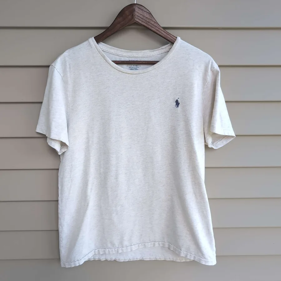 Polo Ralph Lauren T-Shirt Mens L Oatmeal Custom Slim Fit Pony Logo Tee