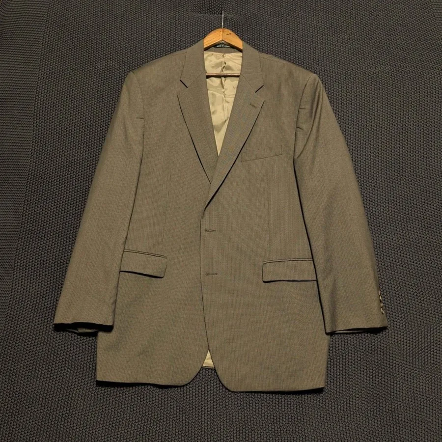 Union Made Wool Cashmere Suit Mens 48L Brown 2-Button Pleated Made in Canada