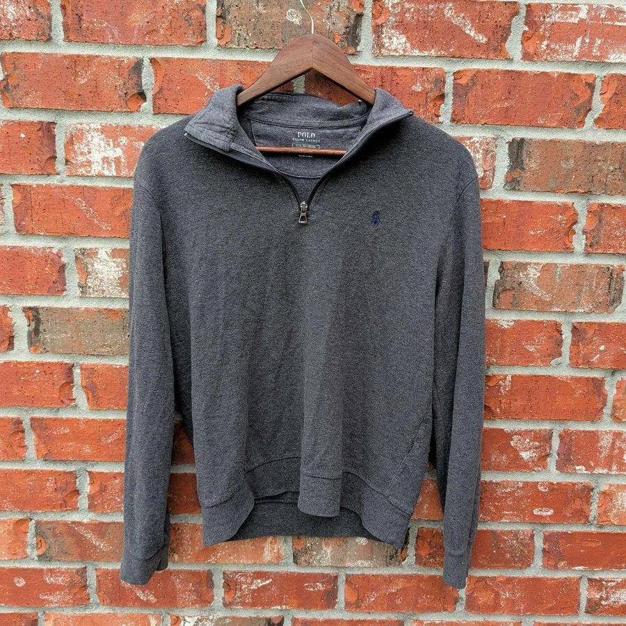 Polo Ralph Lauren Quarter Zip Pullover Mens Small Grey Heather Mock Neck