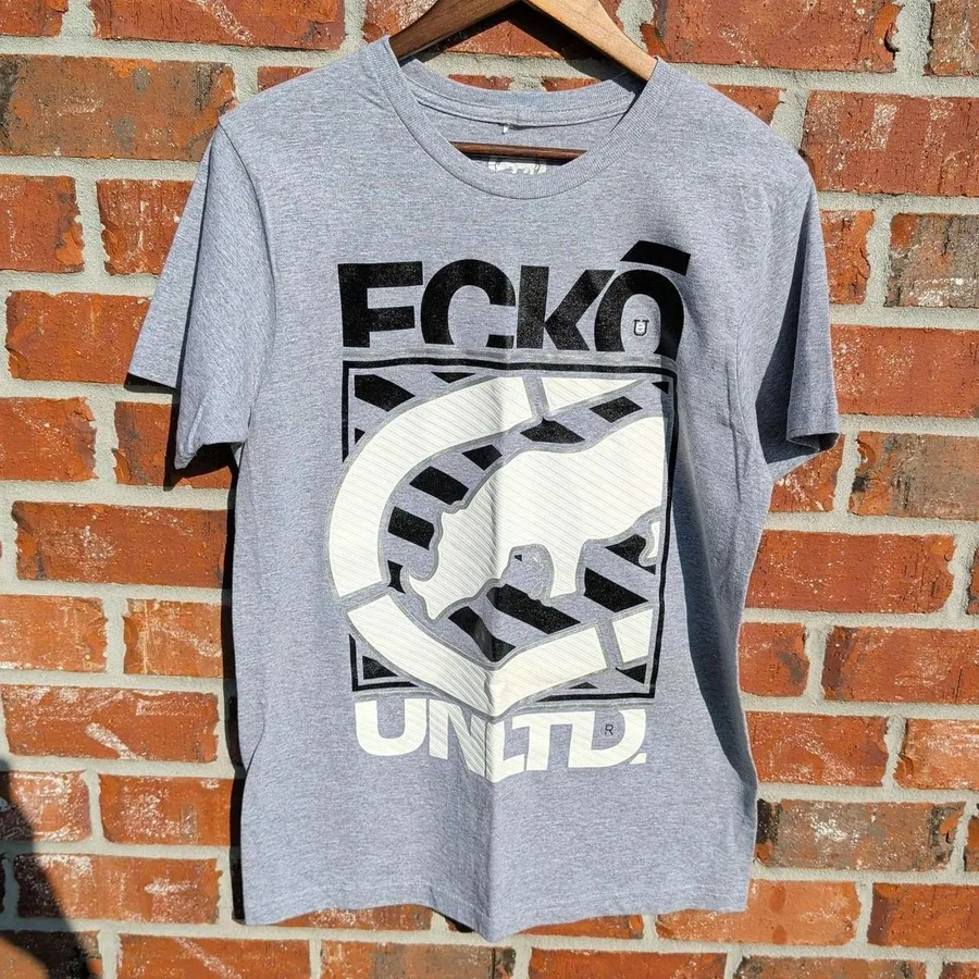 Ecko Unltd Graphic T-Shirt Mens Medium Gray Rhino Logo Streetwear Tee