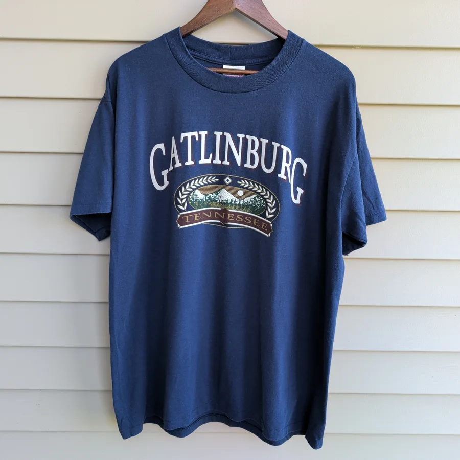 Vintage Oneita Gatlinburg Tennessee T-Shirt Mens XL Navy Souvenir Tee 90s