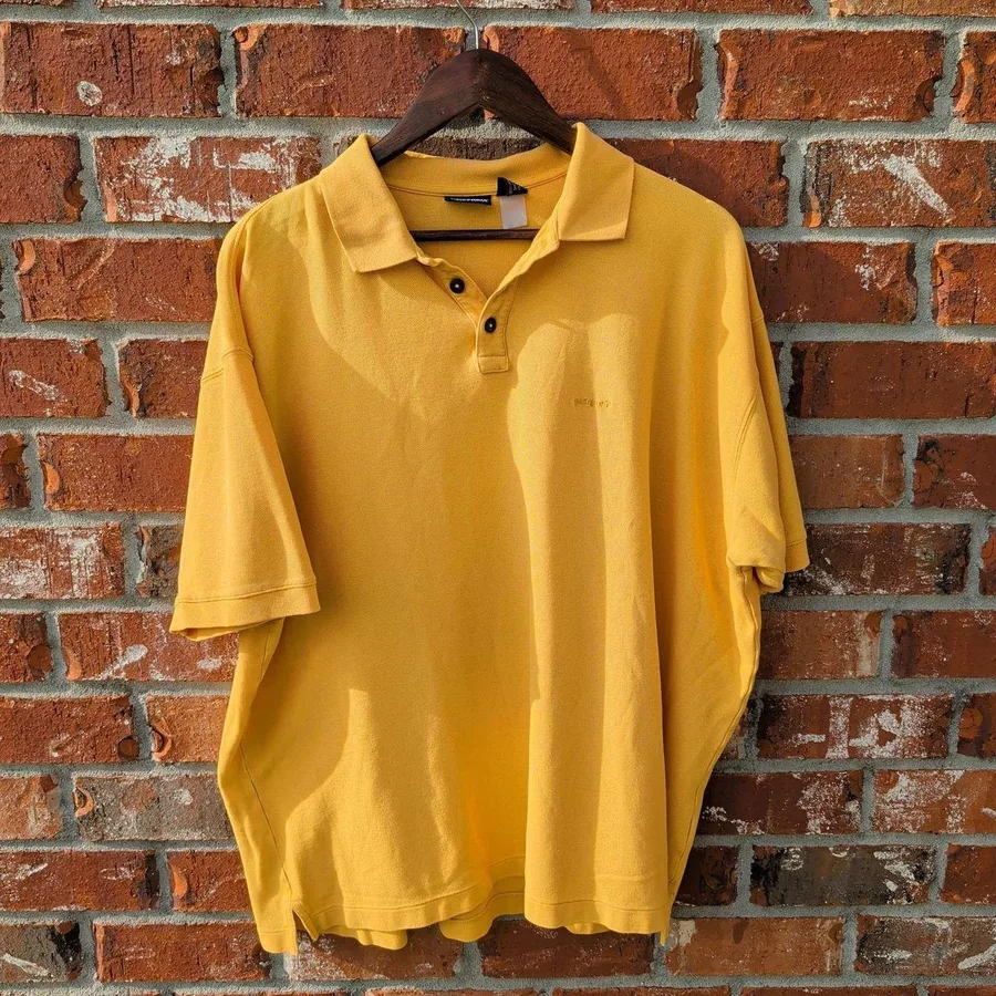 Patagonia Polo Shirt Mens XL Yellow Organic Cotton Vintage 2001 Short Sleeve