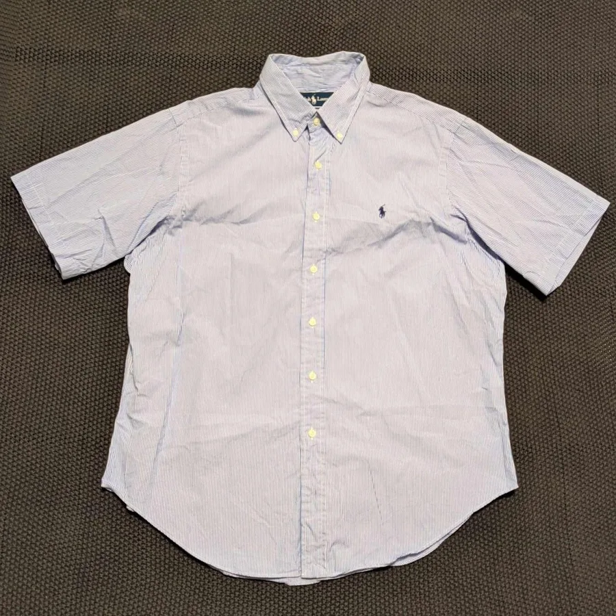 Ralph Lauren Button Down Shirt Mens XL Blue White Striped Classic Fit Cotton