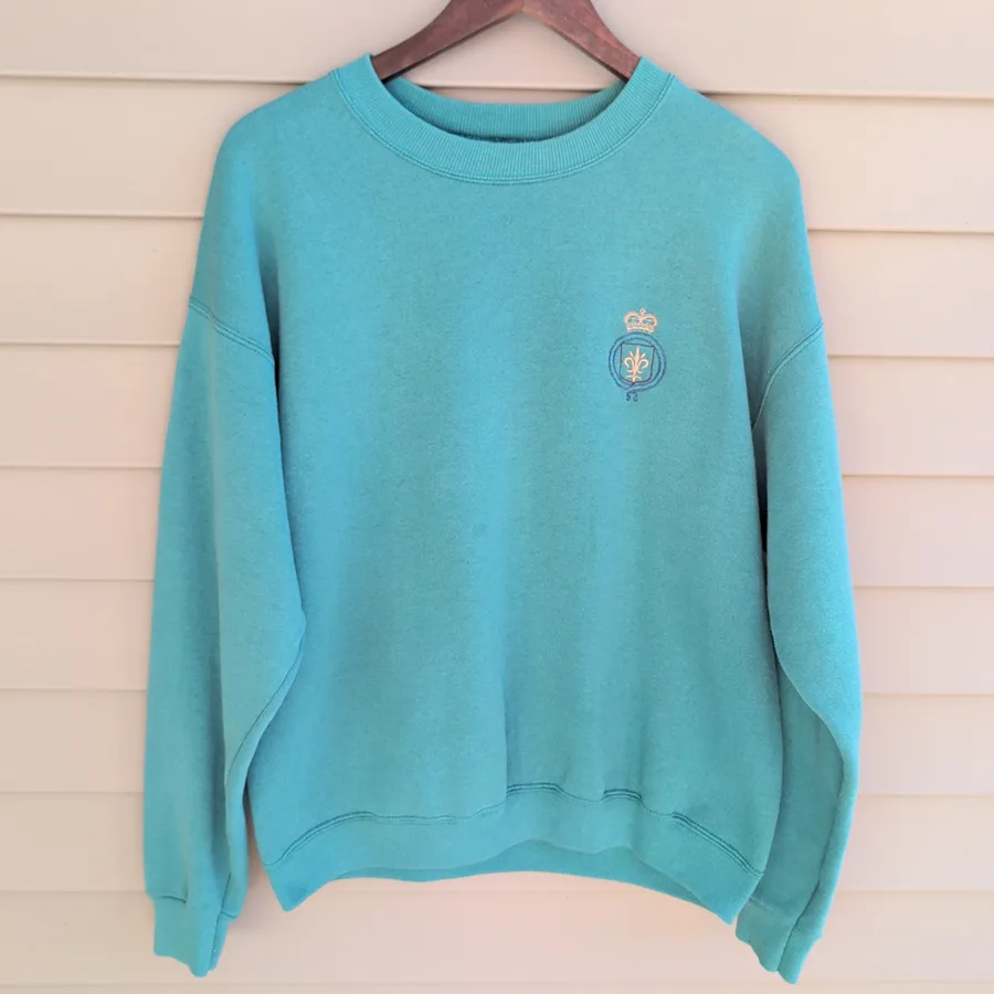 Lee Heavyweight Crewneck Sweatshirt Mens L Teal Crest Logo Vintage 90s