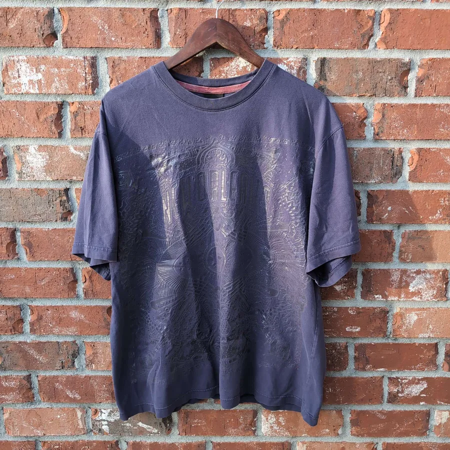 Adidas New Orleans Graphic Tee Mens L Purple Tonal Print Short Sleeve
