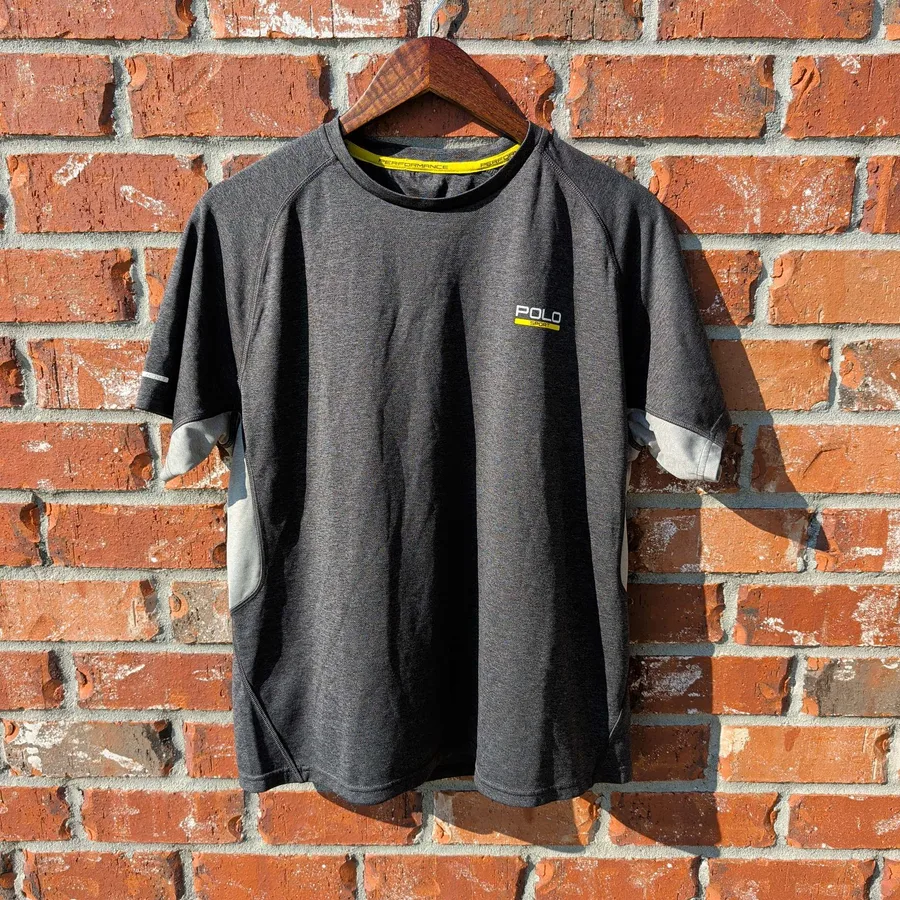 Polo Sport Ralph Lauren Performance Tee Mens Gray Colorblock Y2K Athletic