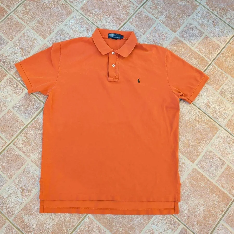 Polo Ralph Lauren Polo Shirt Mens L Orange Short Sleeve Pique Cotton Pony Logo