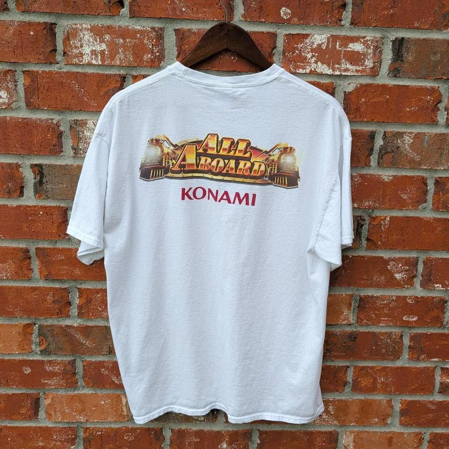 Slot Promo Tee Konami All Aboard T-Shirt Mens XL White Graphic