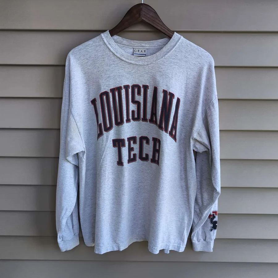 Gear For Sports Louisiana Tech Long Sleeve Tee Mens L Gray Vintage College