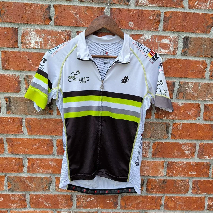 Hincapie Cycling Jersey Womens Medium White Black Lime Grayson Cycling Club Zip