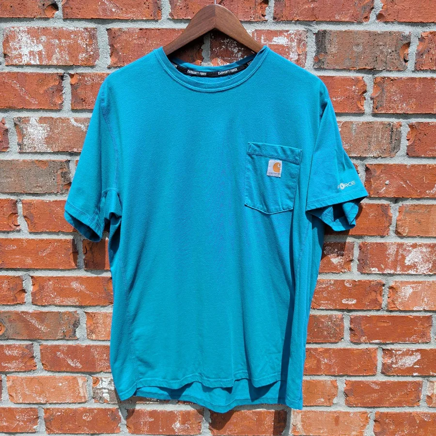 Carhartt Force Relaxed Fit Pocket T-Shirt Mens L Teal Short Sleeve Workwear