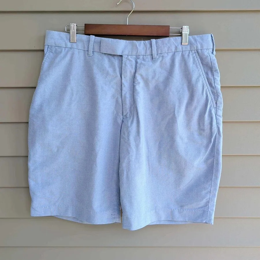 Polo Ralph Lauren Oxford Shorts Mens 36 Blue Cotton Flat Front Classic Fit