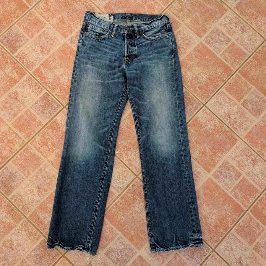 Abercrombie Horton Classic Straight Jeans Women 16 Slim Blue Button Fly Cotton