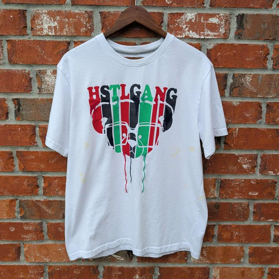 Hustle Gang Graphic T-Shirt Mens LG White Bear Streetwear Short Sleeve Tee