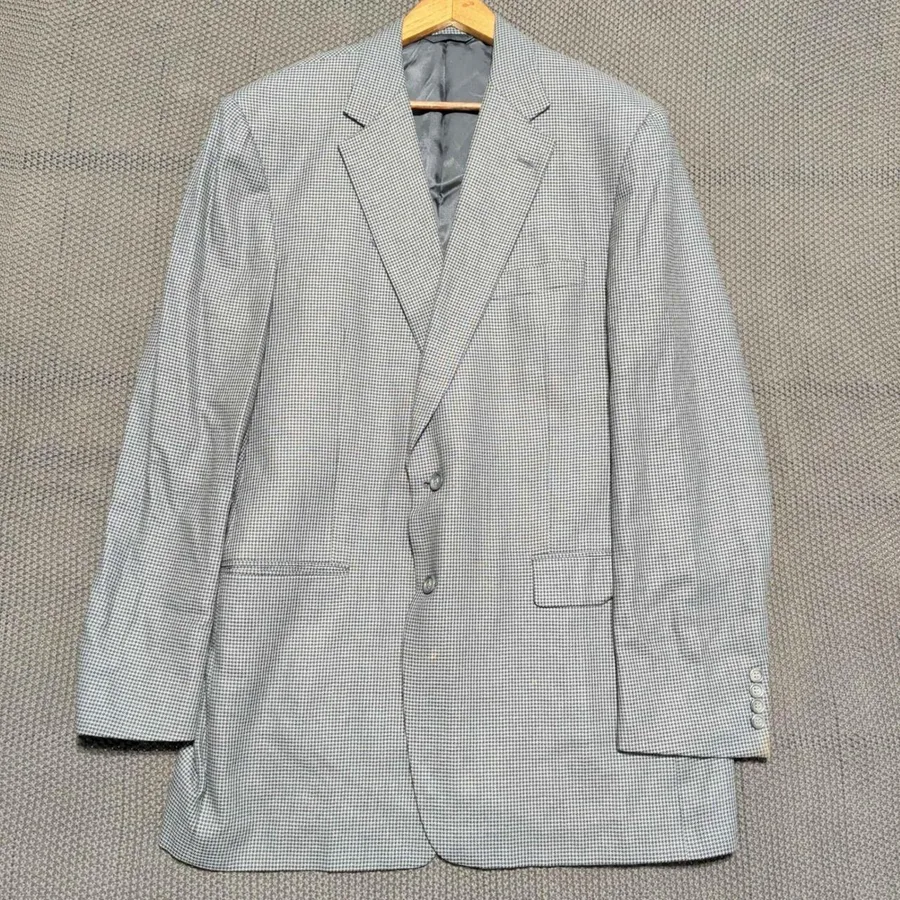 Burberry London Kensington 46 XLG Silk Wool Houndstooth Blazer Jacket Men USA