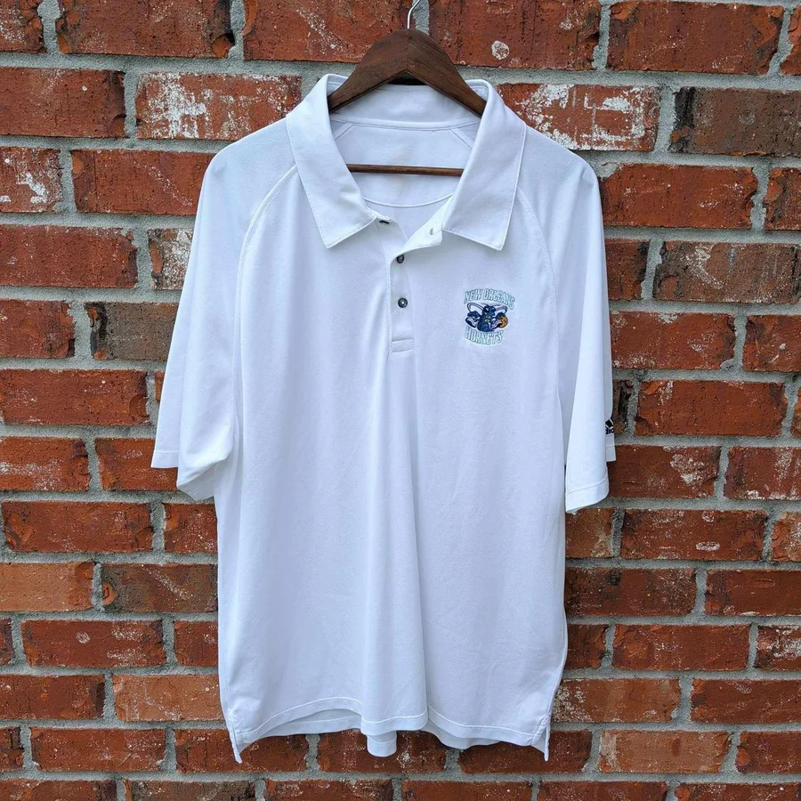 Adidas New Orleans Hornets Polo Mens XL White NBA Basketball Embroidered Logo
