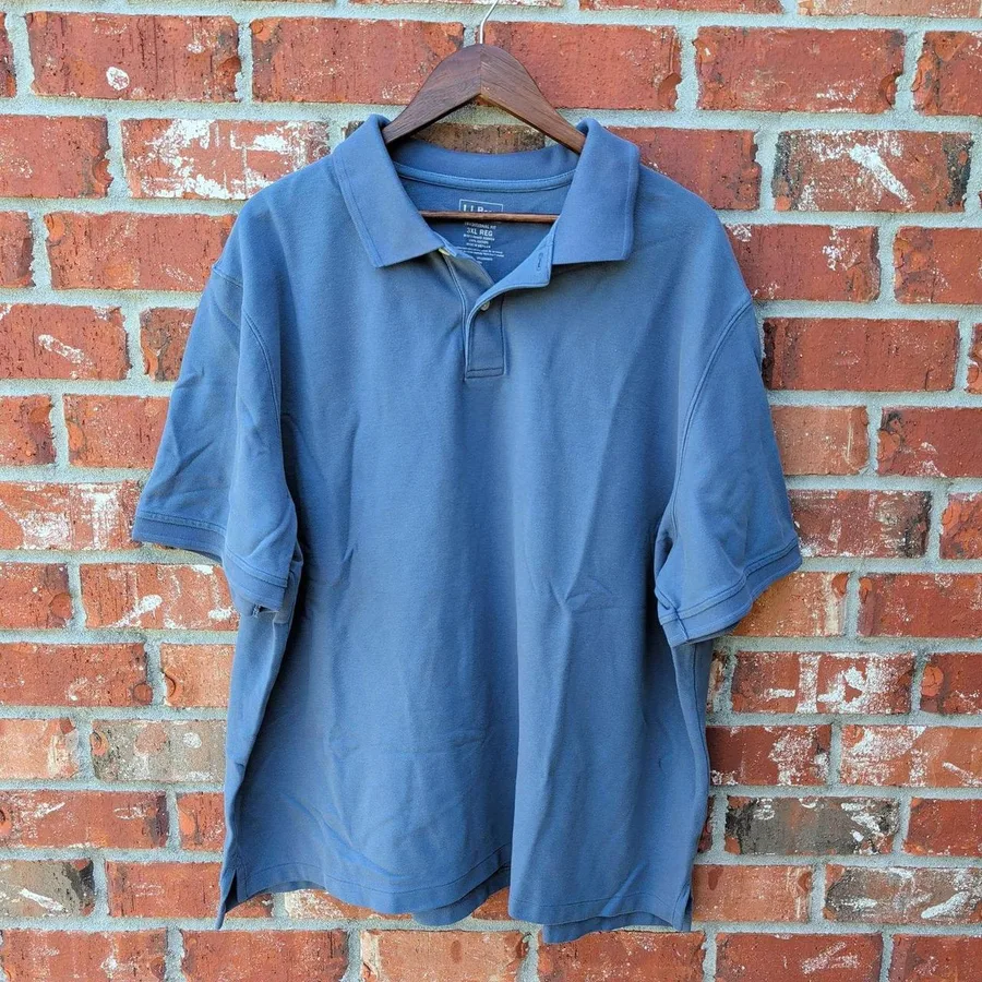 L.L. Bean Polo Shirt Mens 3XL Blue Short Sleeve Traditional Fit Cotton Pique